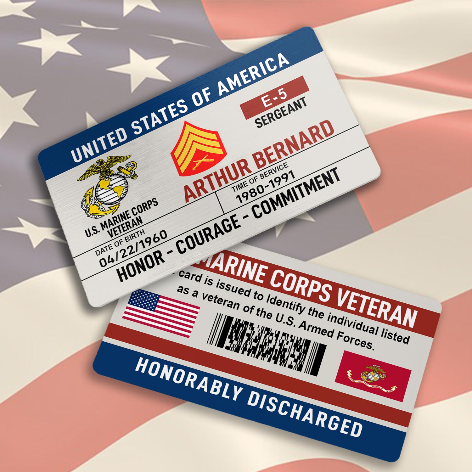 US Marine Corps, Lest We Forget - Printed Metal Card - Image 3