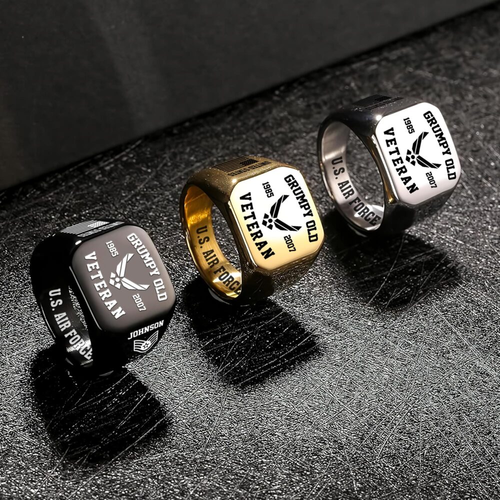US Air Force , E 7 Air Force First Sergeant - Engraved Men's Ring - Image 7