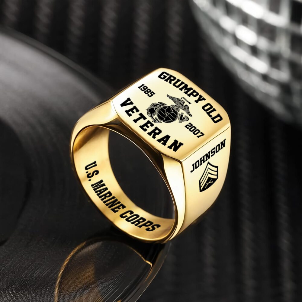 US Marine Corps, Remember - Honor - Respect - Engraved Men's Ring - Image 2