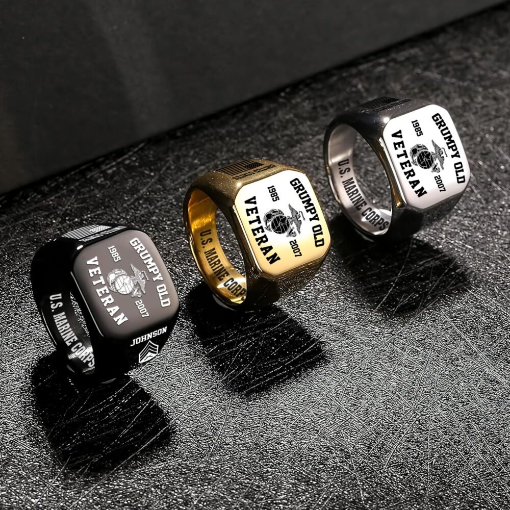 US Marine Corps, Remember - Honor - Respect - Engraved Men's Ring - Image 7