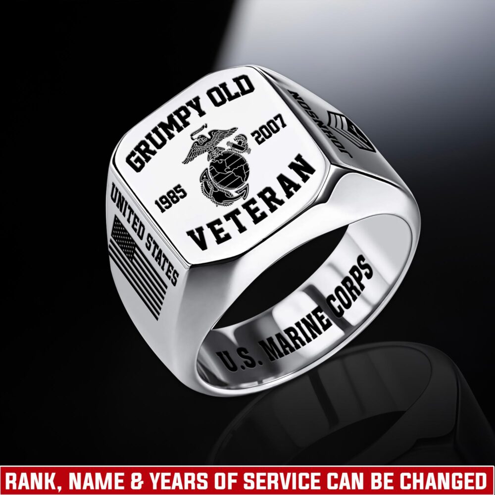 US Marine Corps, Remember - Honor - Respect - Engraved Men's Ring