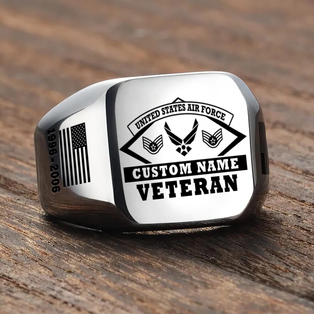 US Air Force , E 7 Air Force Master Sergeant - Engraved Men's Ring - Image 3