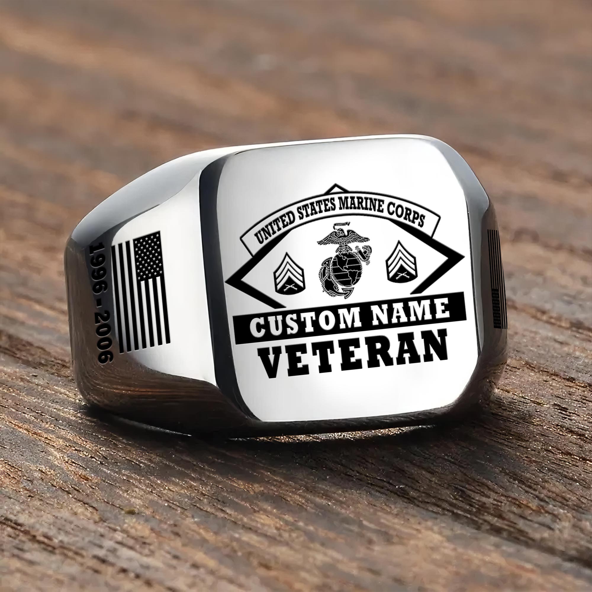 US Marine Corps, Honor The Fallen - Engraved Men's Ring - Image 3