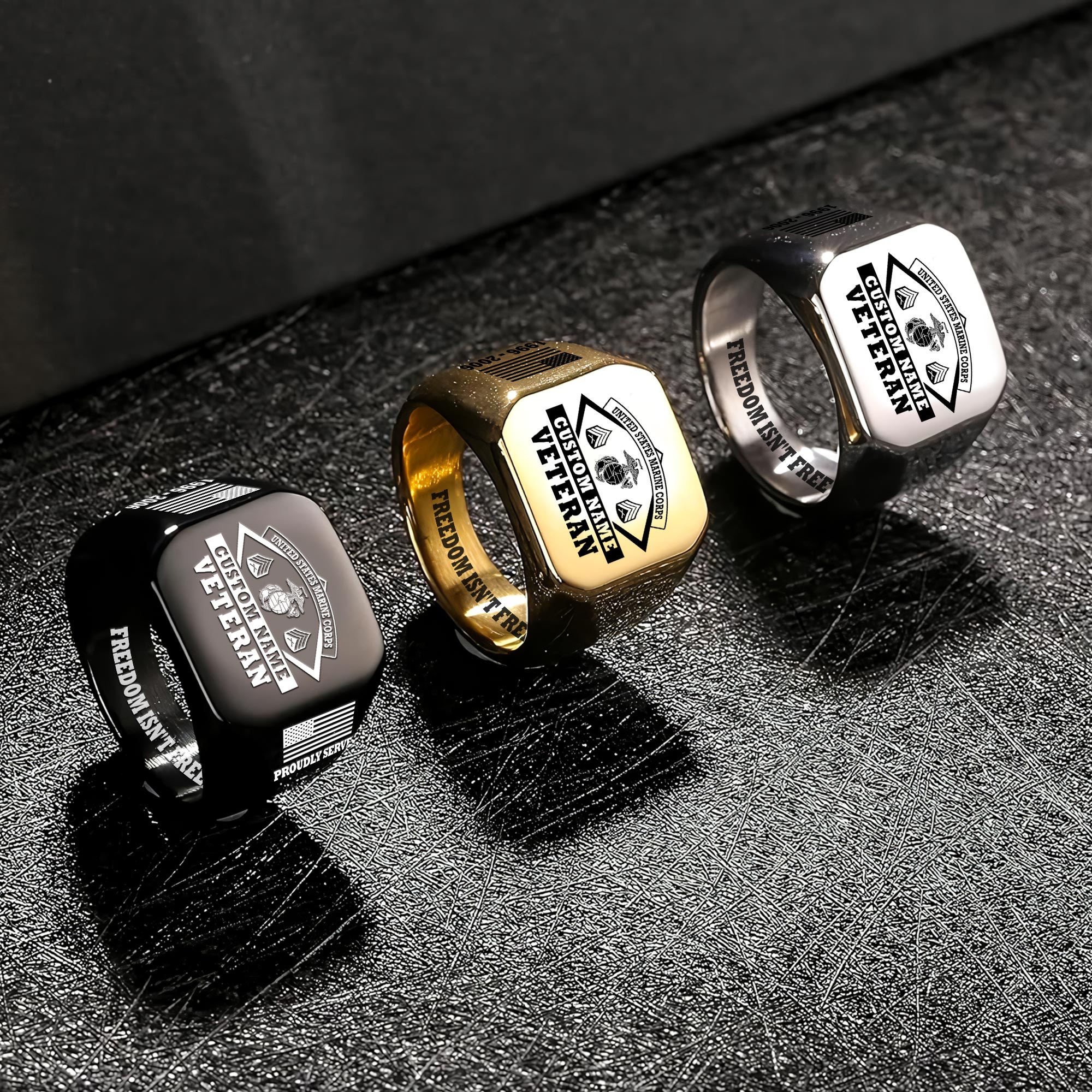 US Marine Corps, Honor The Fallen - Engraved Men's Ring - Image 7