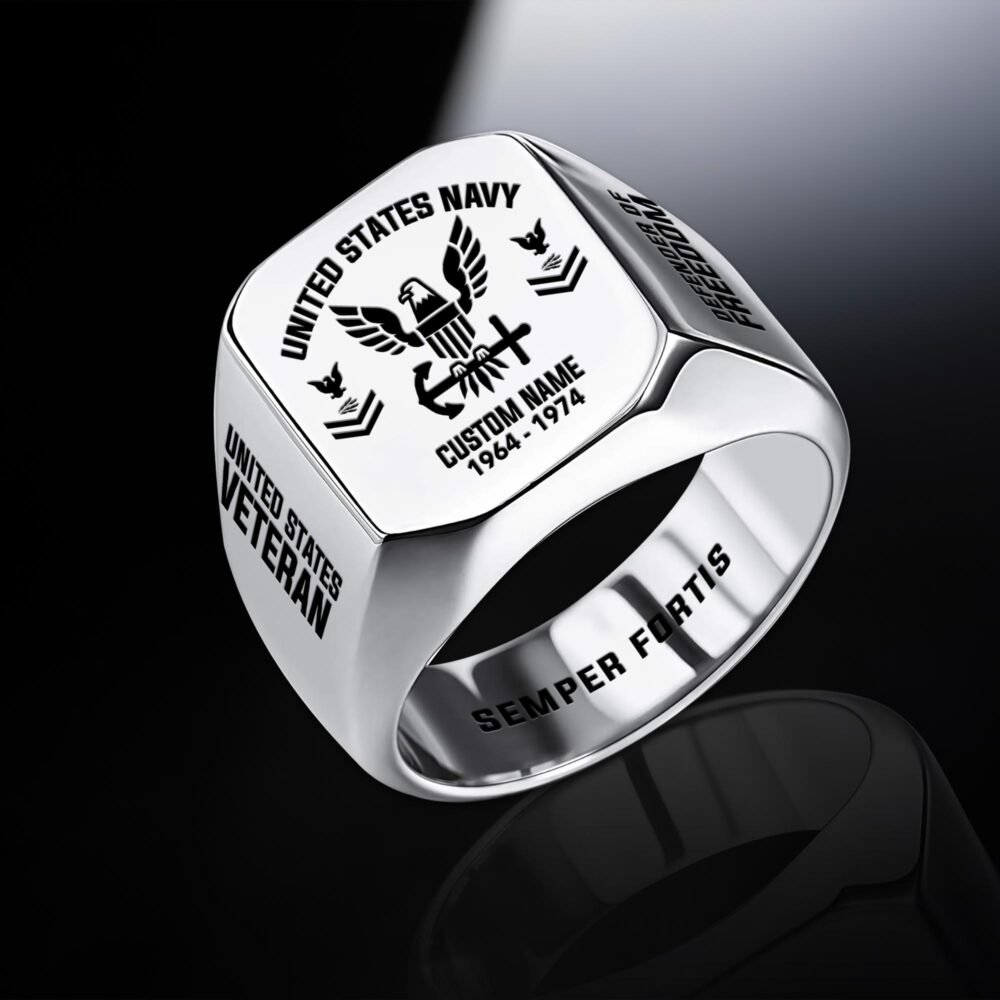 US Navy, Thank a Veteran - Engraved Men's Ring - Image 2