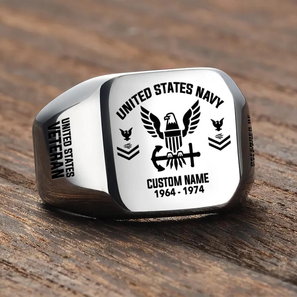 US Navy, Thank a Veteran - Engraved Men's Ring - Image 3