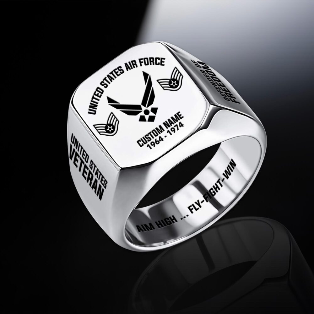 US Air Force , Honor, Duty, Service - Engraved Men's Ring - Image 2