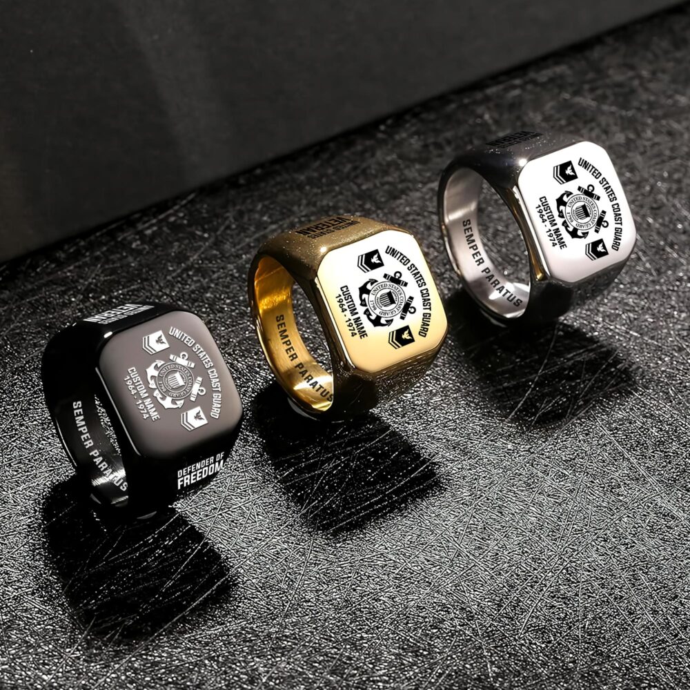 US Coast Guard, Honoring All Who Served - Engraved Men's Ring - Image 7