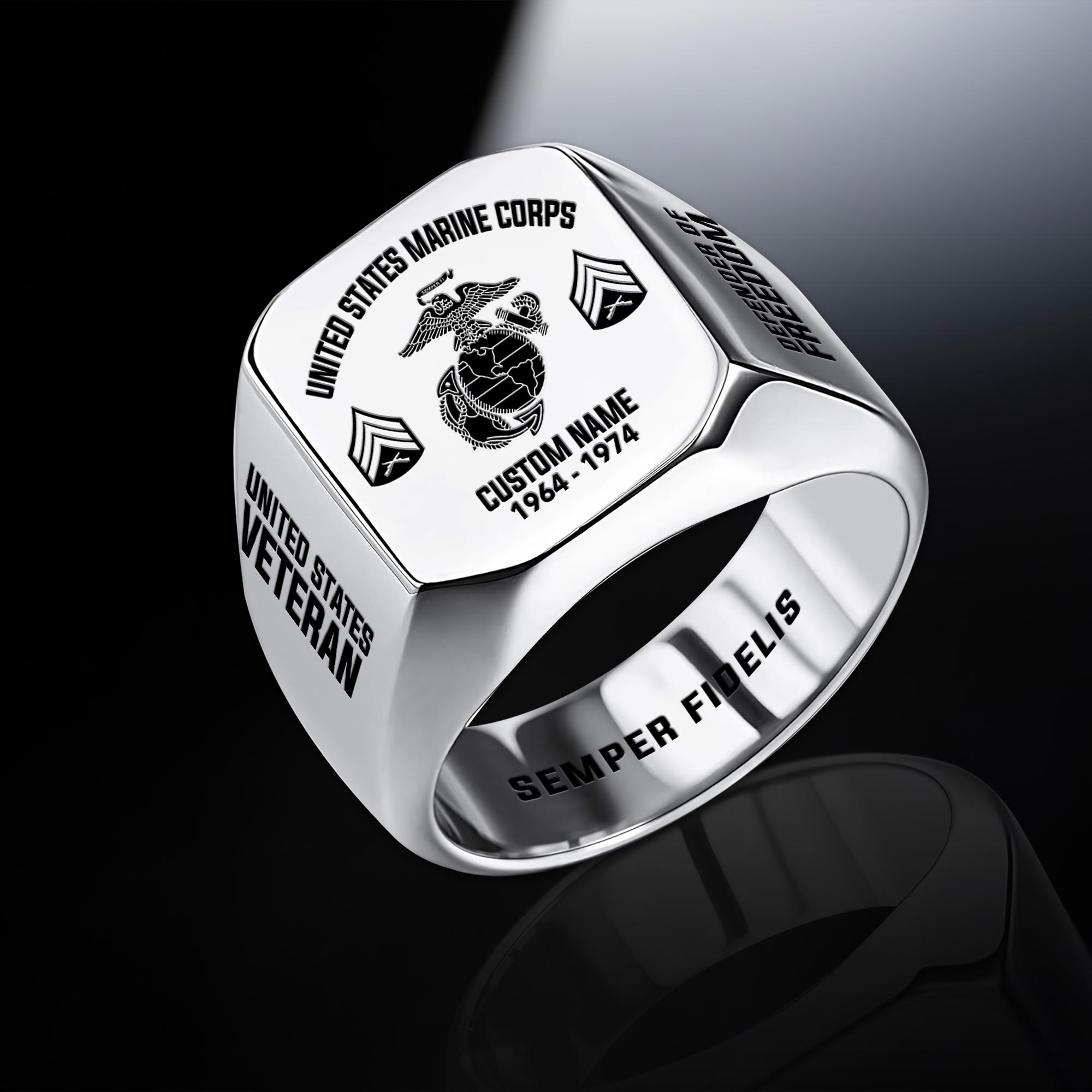 US Marine Corps, W 4 Marines Chief Warrant Officer 4 - Engraved Men's Ring - Image 2