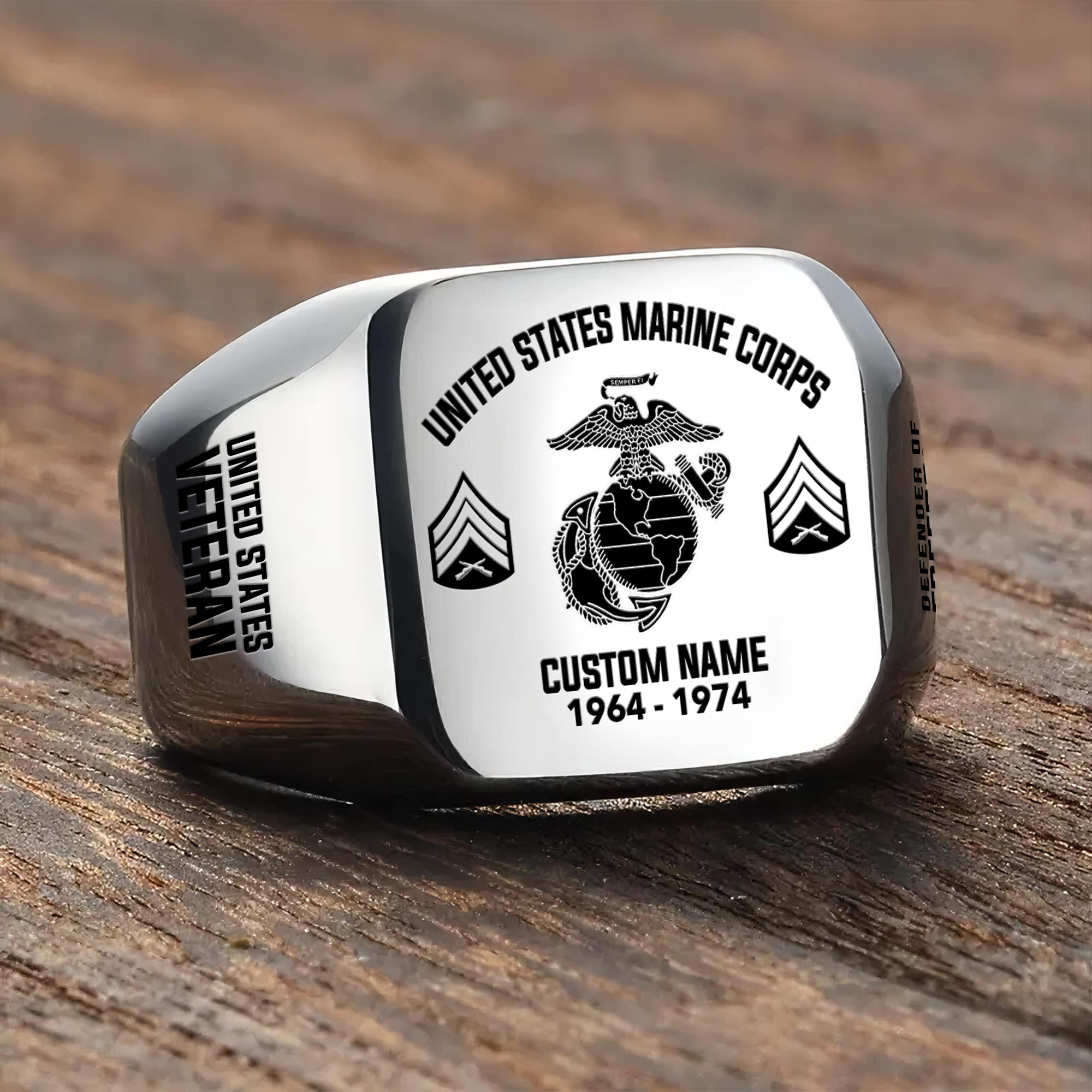 US Marine Corps, W 4 Marines Chief Warrant Officer 4 - Engraved Men's Ring - Image 3