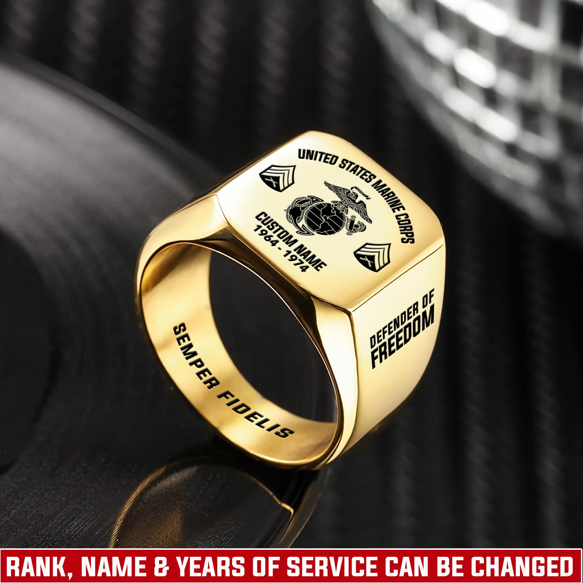 US Marine Corps, W 4 Marines Chief Warrant Officer 4 - Engraved Men's Ring
