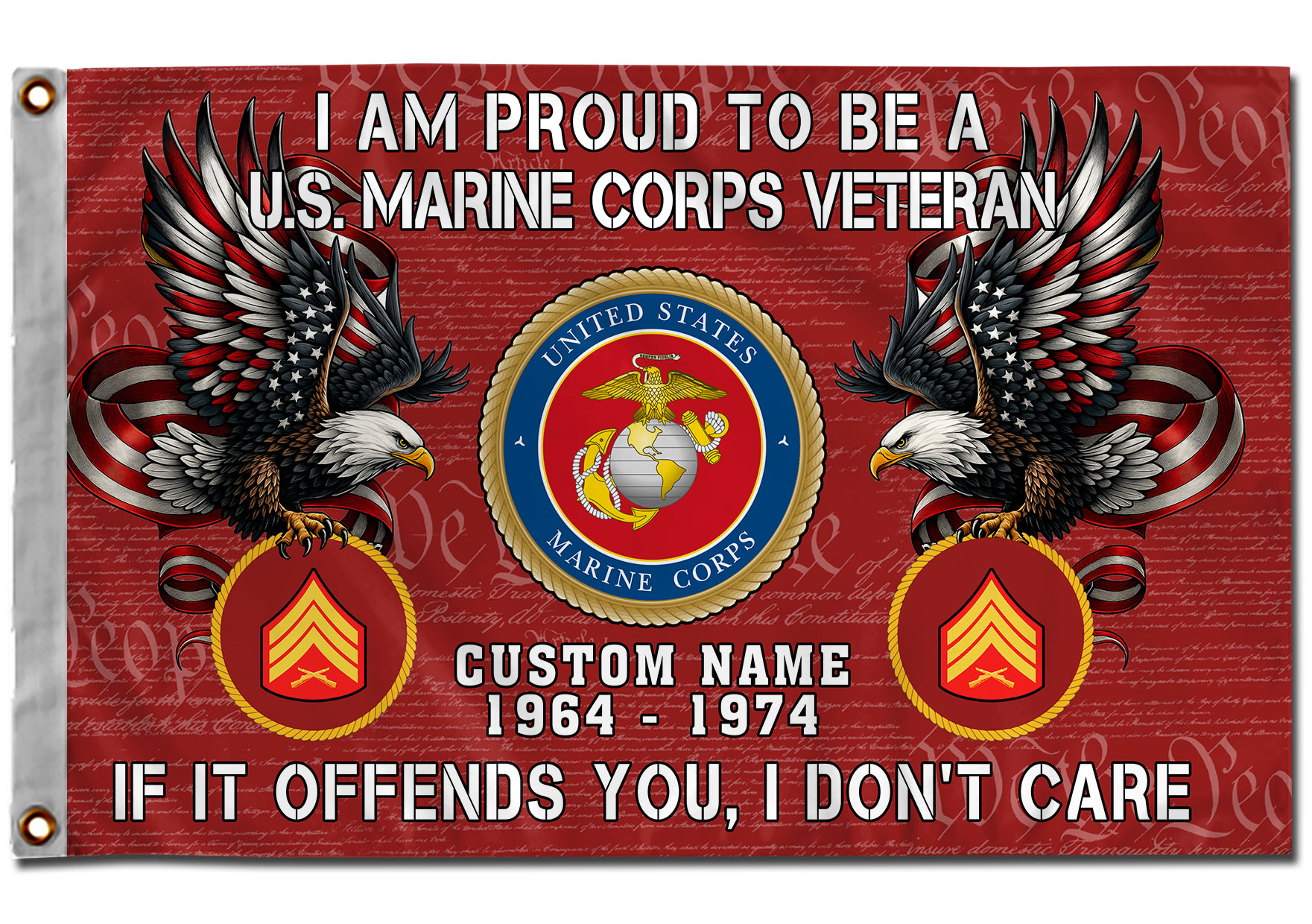 US Marine Corps, Proud Veteran - Flying Flag 3×5 Feet(90×150 Cm) - Image 2