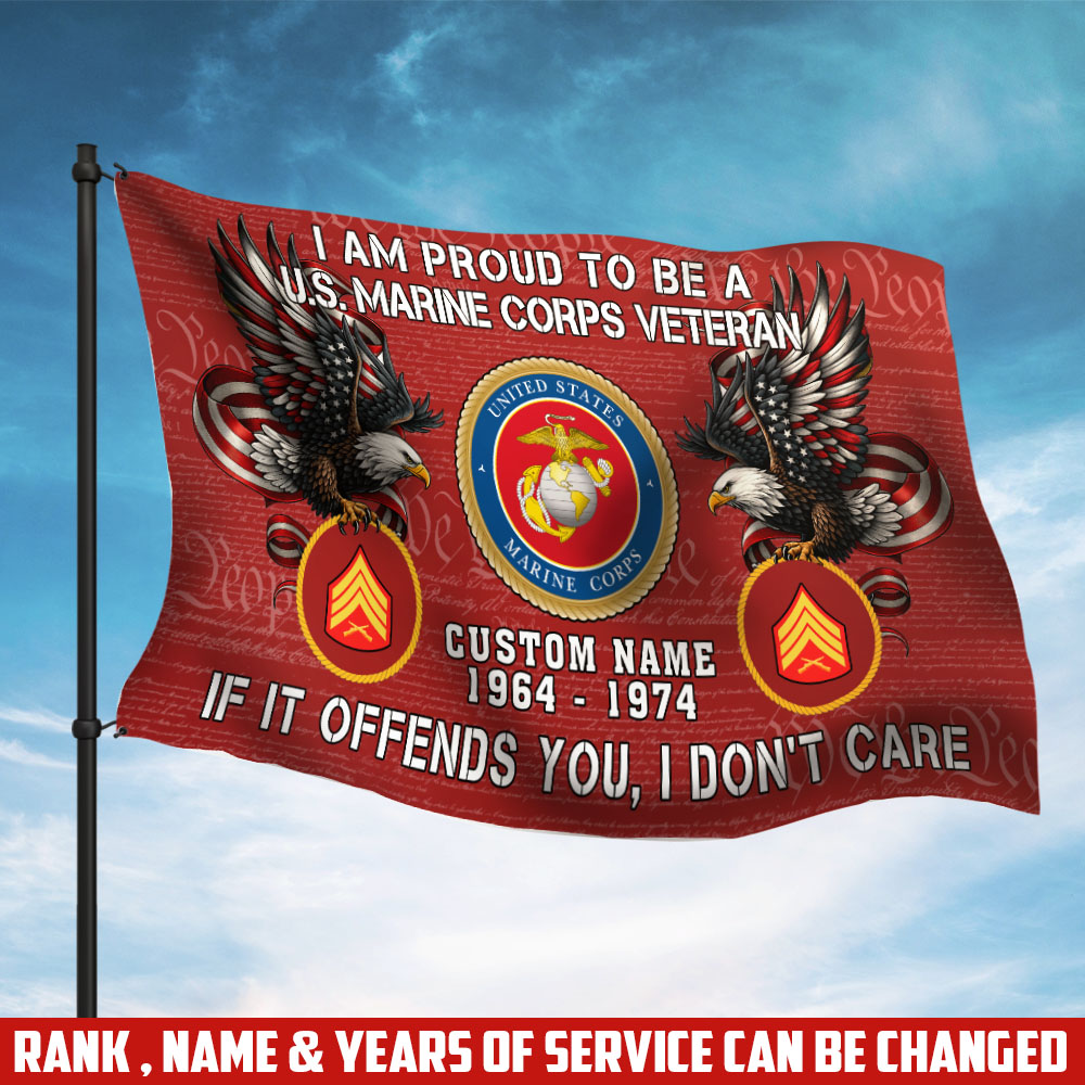 US Marine Corps, Proud Veteran - Flying Flag 3×5 Feet(90×150 Cm)