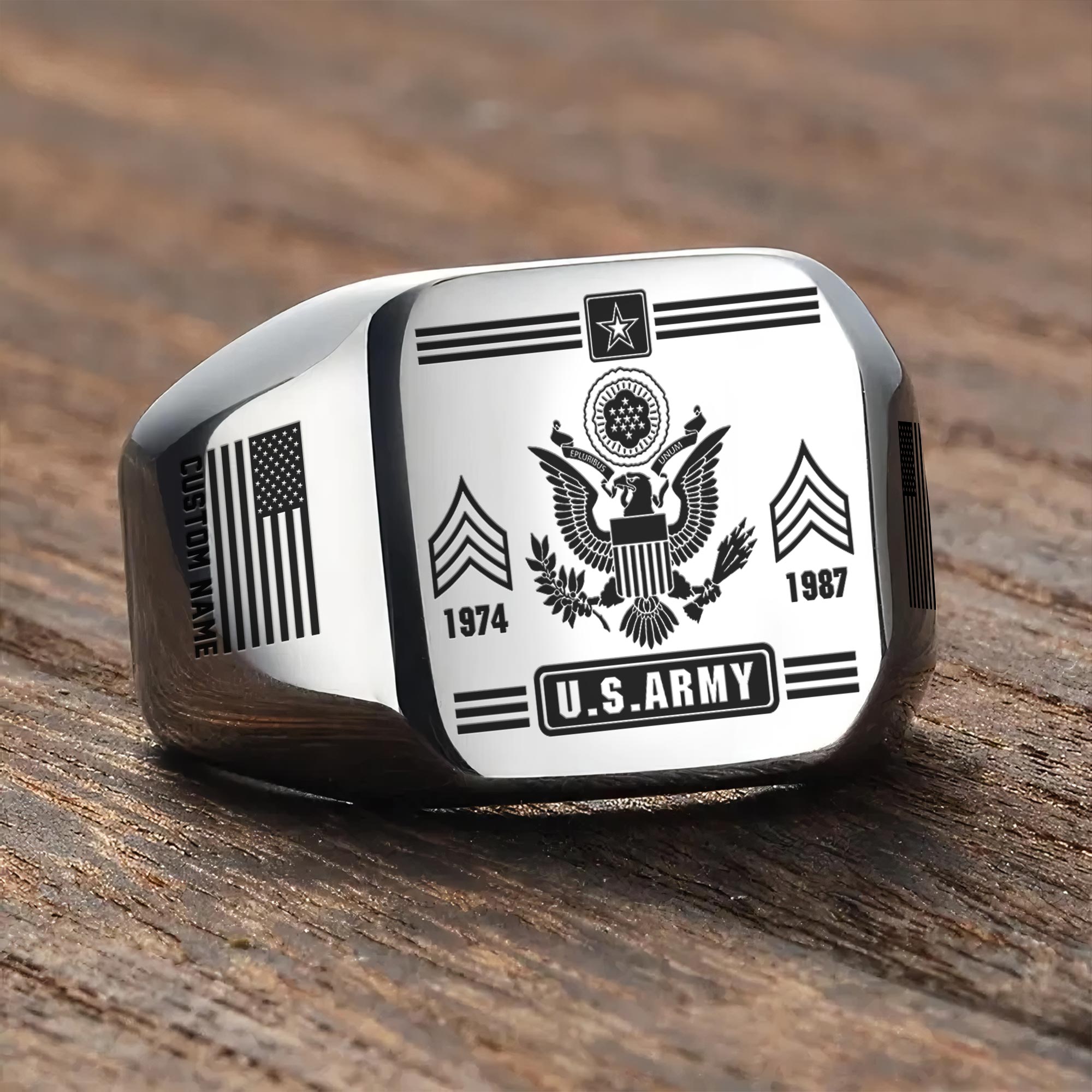 US Army, E 7 Army Sergeant First Class - Engraved Men's Ring - Image 3