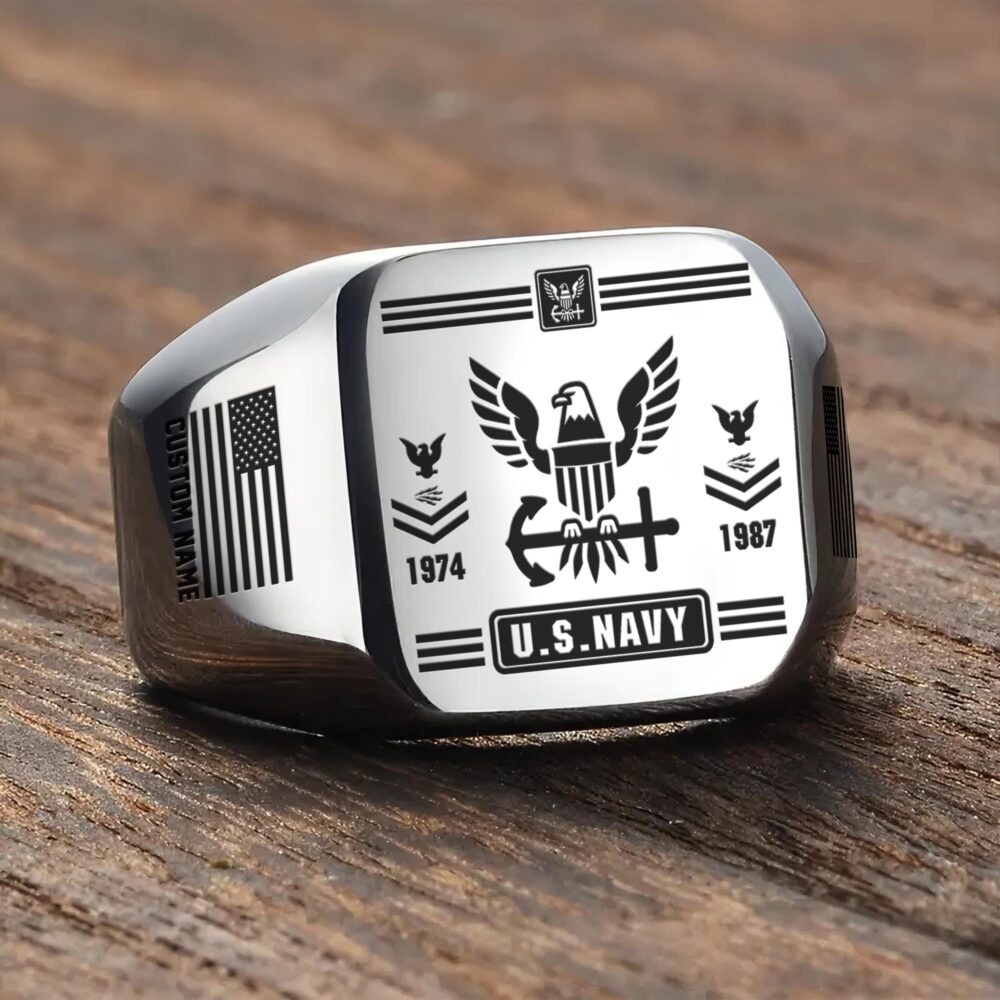 US Navy, Served With Pride - Engraved Men's Ring - Image 3