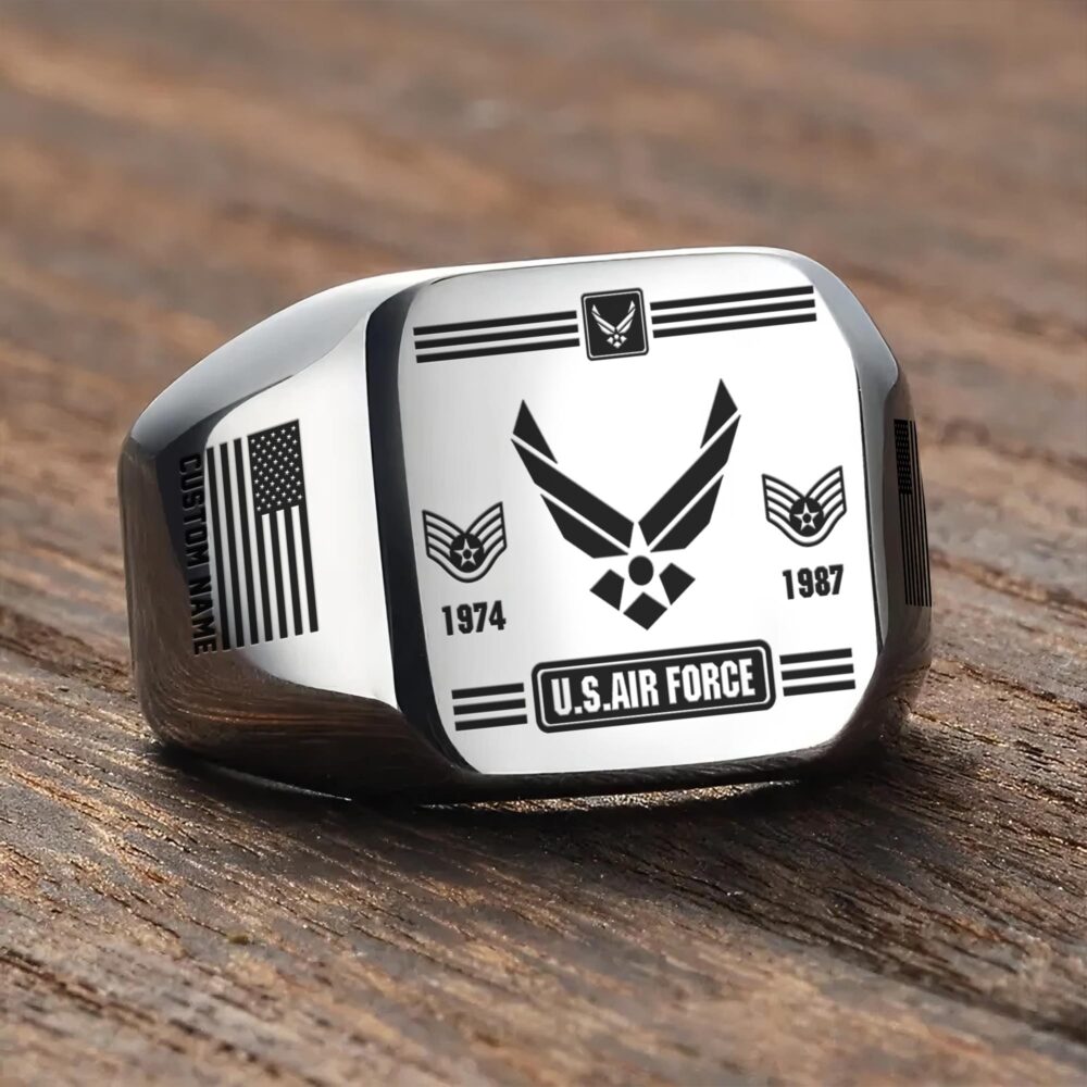 US Air Force , E 7 Air Force Master Sergeant - Engraved Men's Ring - Image 3