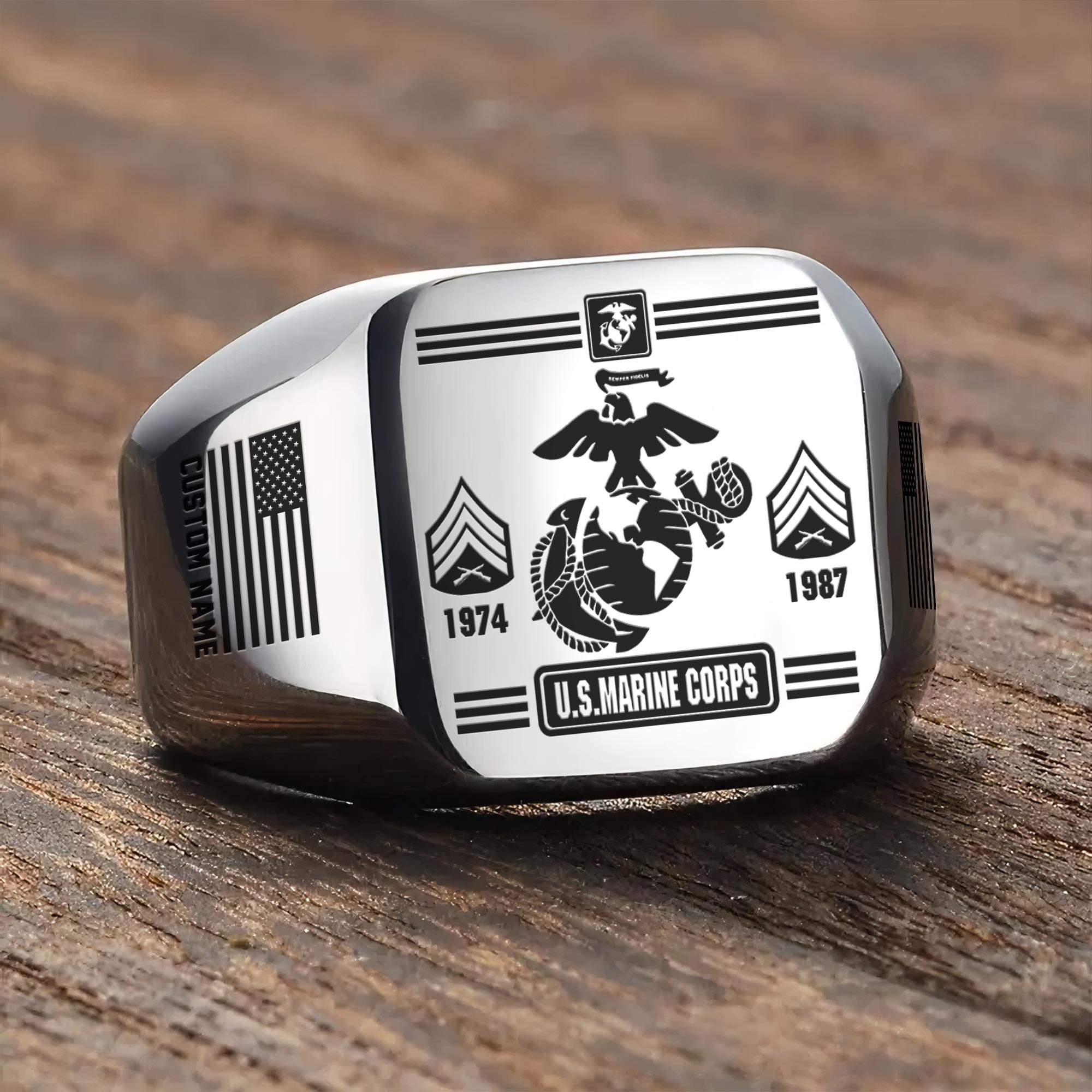 US Marine Corps, Honor The Fallen - Engraved Men's Ring - Image 3