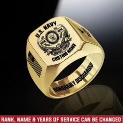 US Navy, By Sea, Air and Land - Engraved Men's Ring