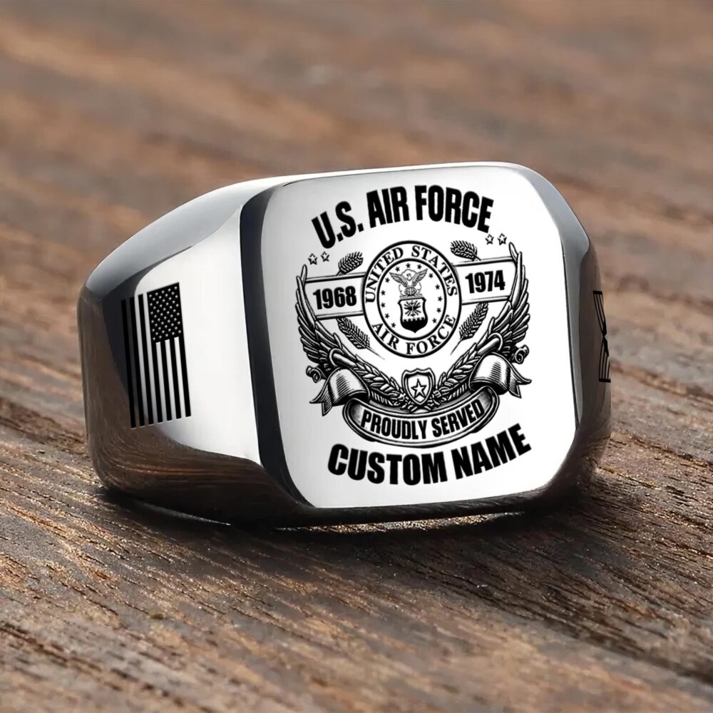 US Air Force , No One Gets Left Behind - Engraved Men's Ring - Image 3