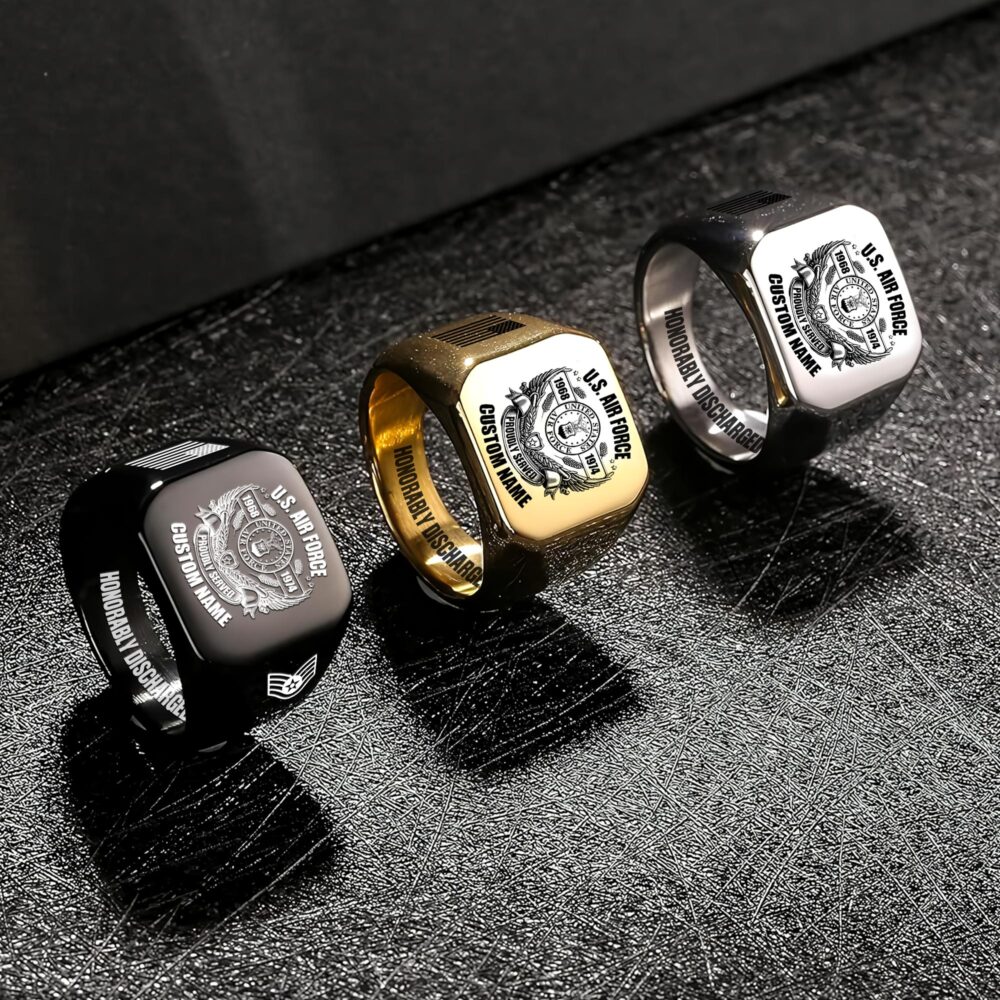 US Air Force , No One Gets Left Behind - Engraved Men's Ring - Image 7