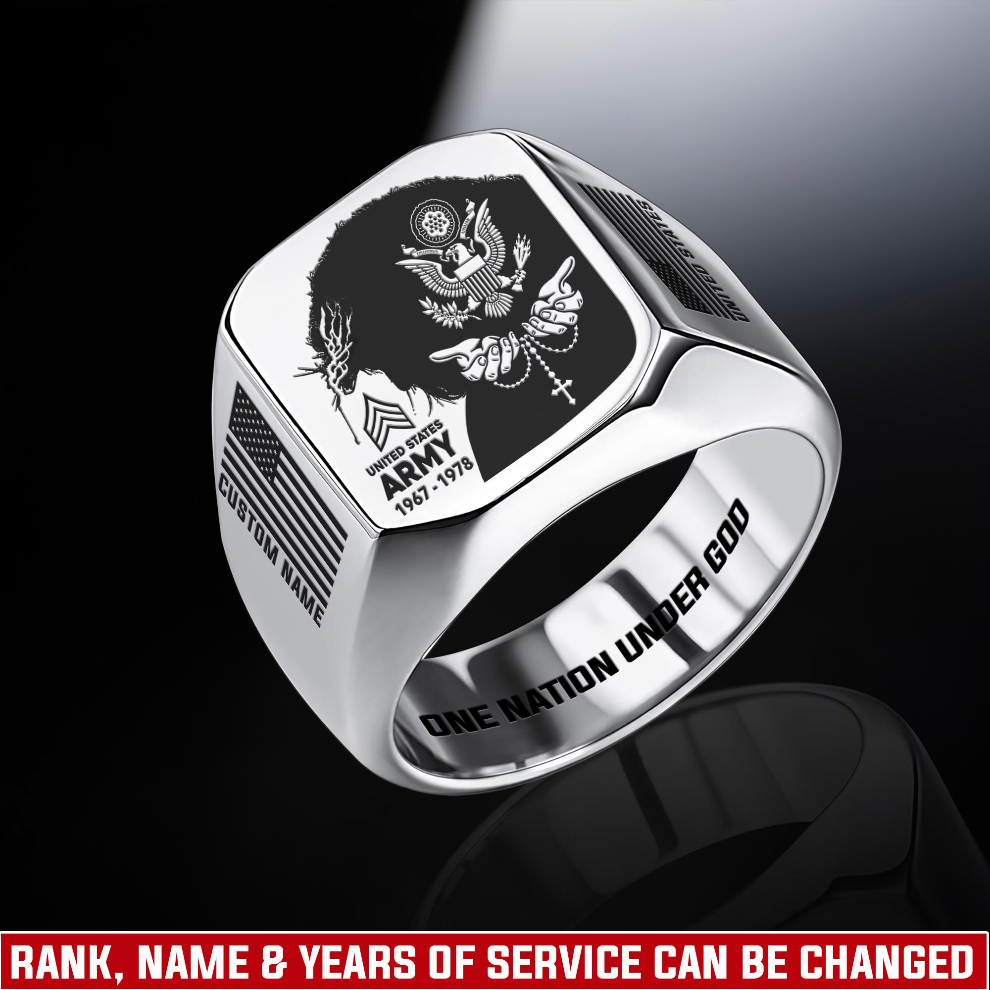 US Army, Life And Pride - Engraved Men's Ring
