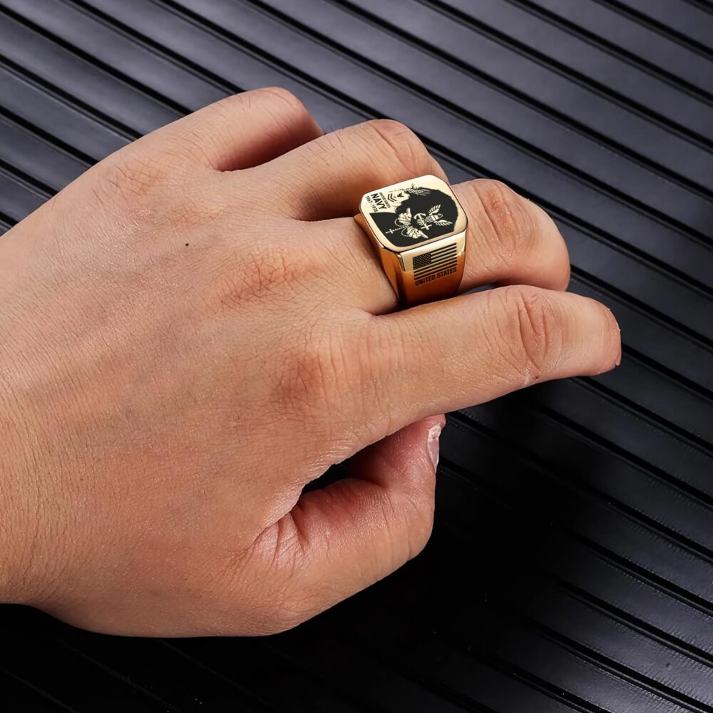 US Navy, American By Birth, Veteran By Choice - Engraved Men's Ring - Image 5