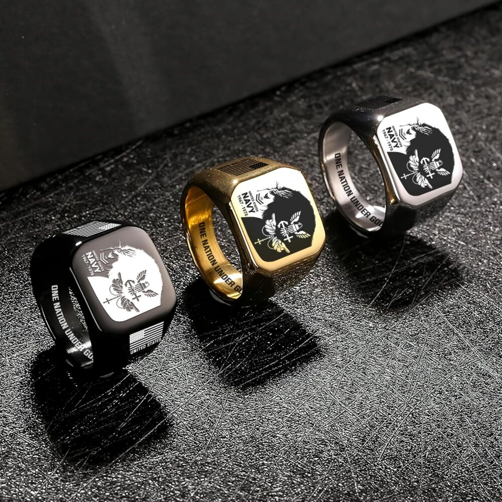 US Navy, American By Birth, Veteran By Choice - Engraved Men's Ring - Image 7