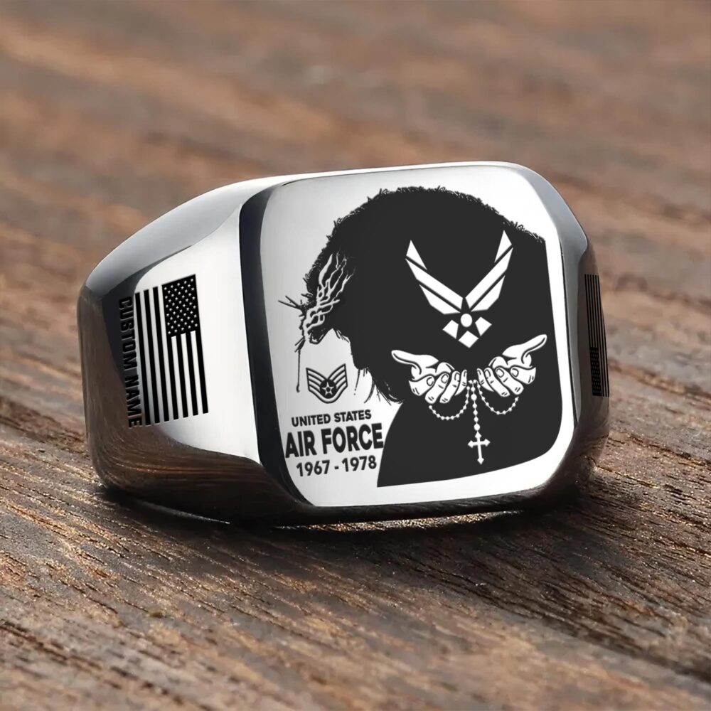 US Air Force , E 8 Air Force Senior Master Sergeant - Engraved Men's Ring - Image 3