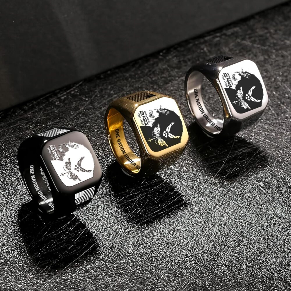 US Air Force , E 8 Air Force Senior Master Sergeant - Engraved Men's Ring - Image 7