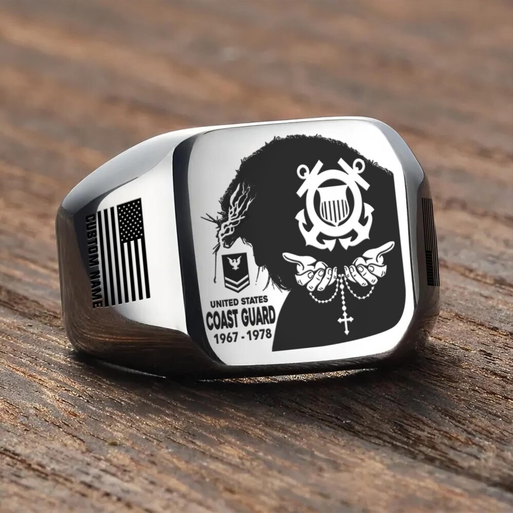 US Coast Guard, E 7 Gold - Engraved Men's Ring - Image 3