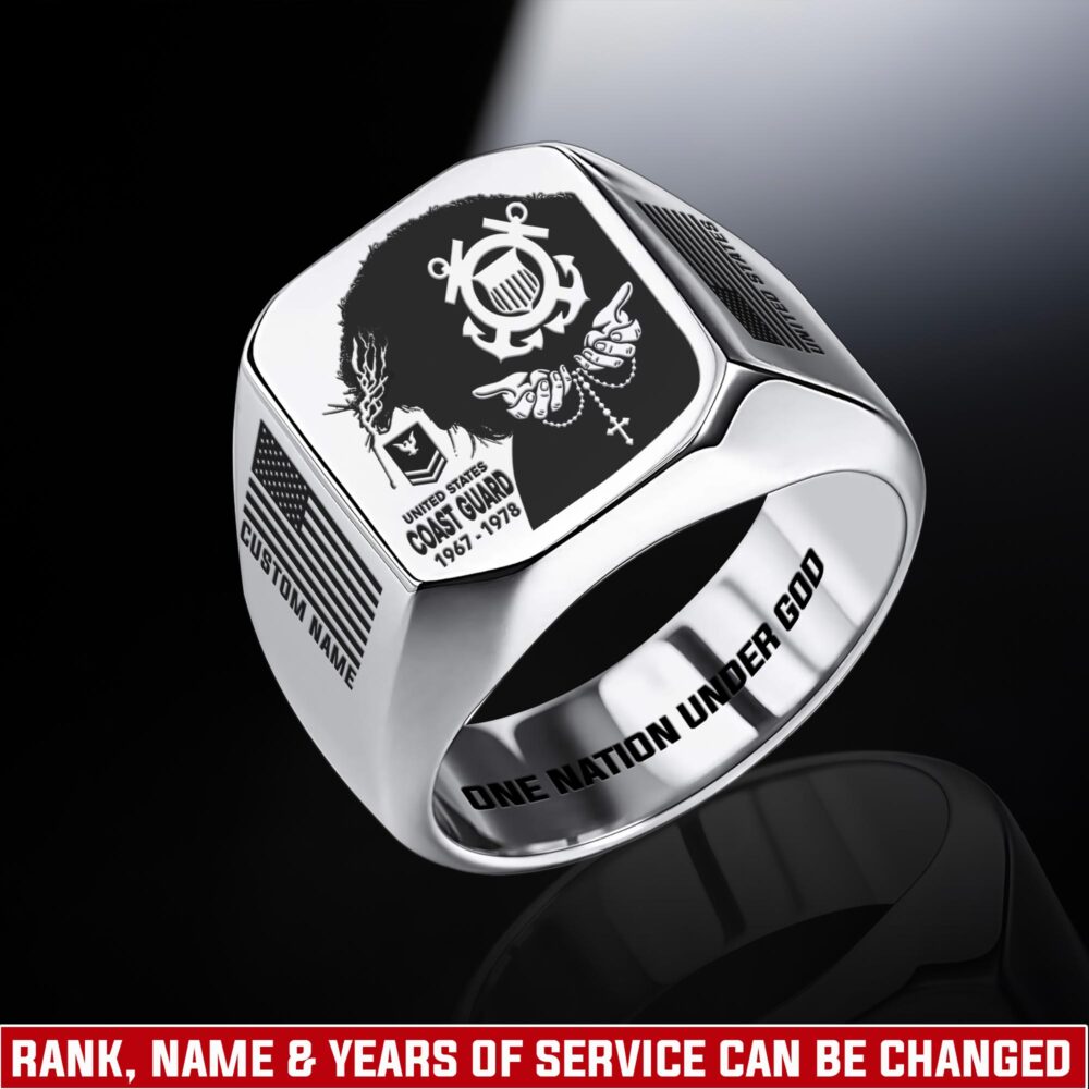 US Coast Guard, E 7 Gold - Engraved Men's Ring