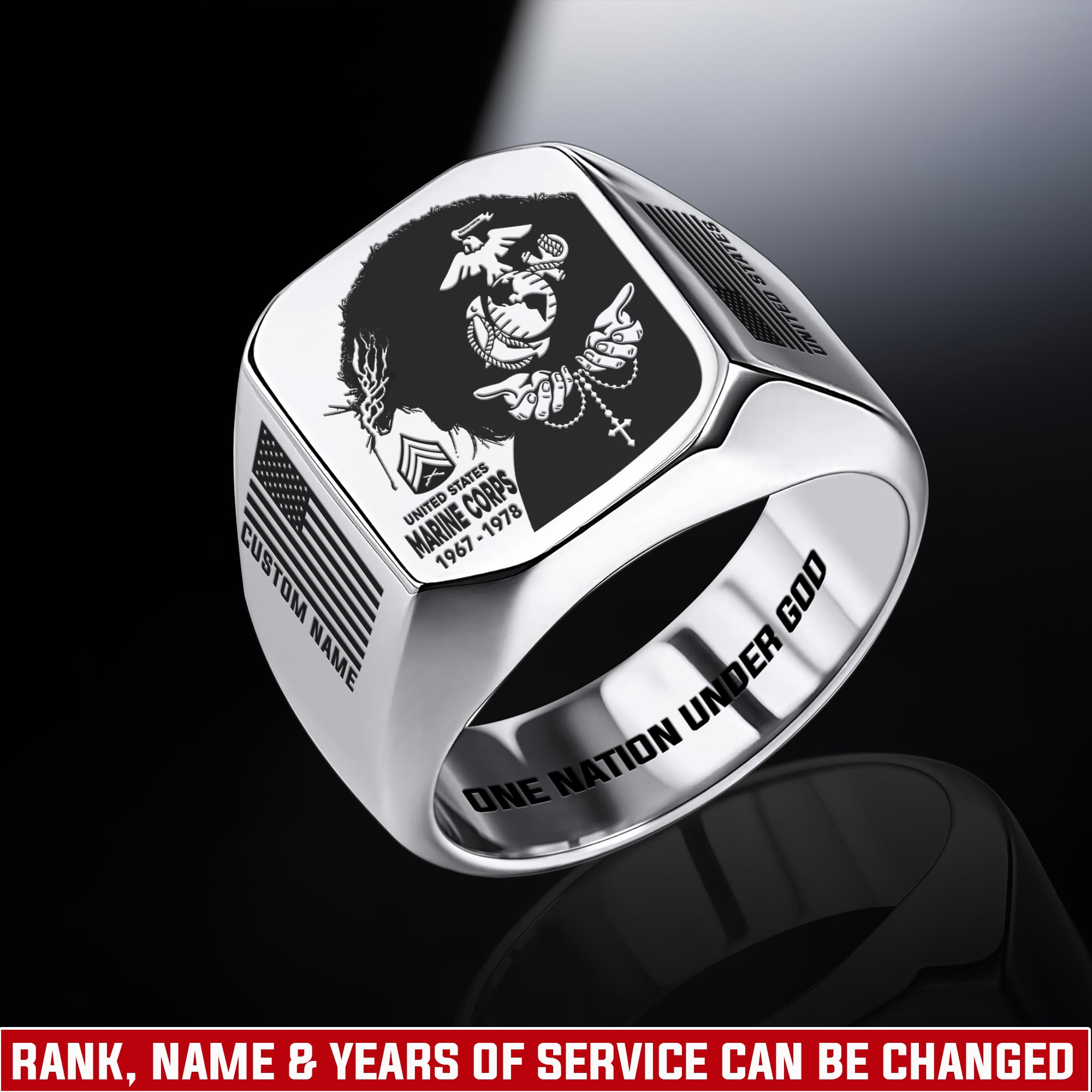 US Marine Corps, Lest We Forget - Engraved Men's Ring