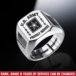 US Army, E 3 Army Private First Class - Engraved Men's Ring