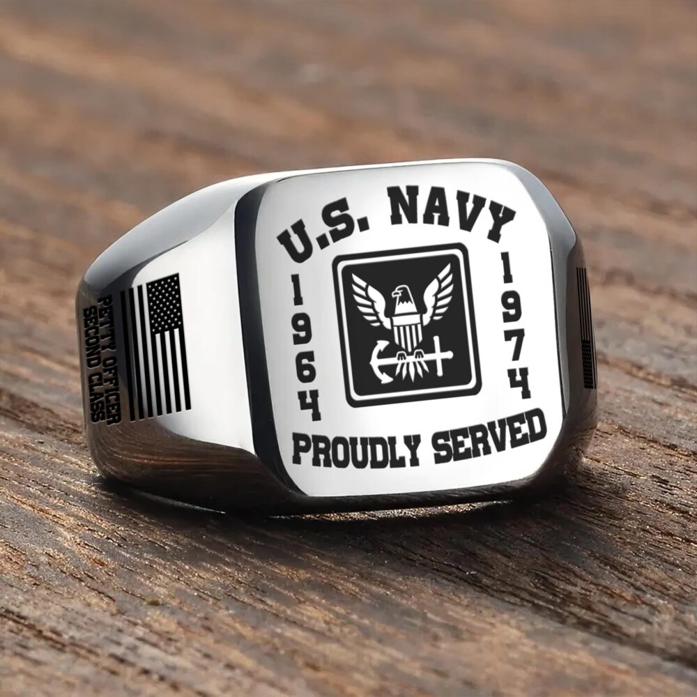 US Navy, Remember - Honor - Respect - Engraved Men's Ring - Image 3