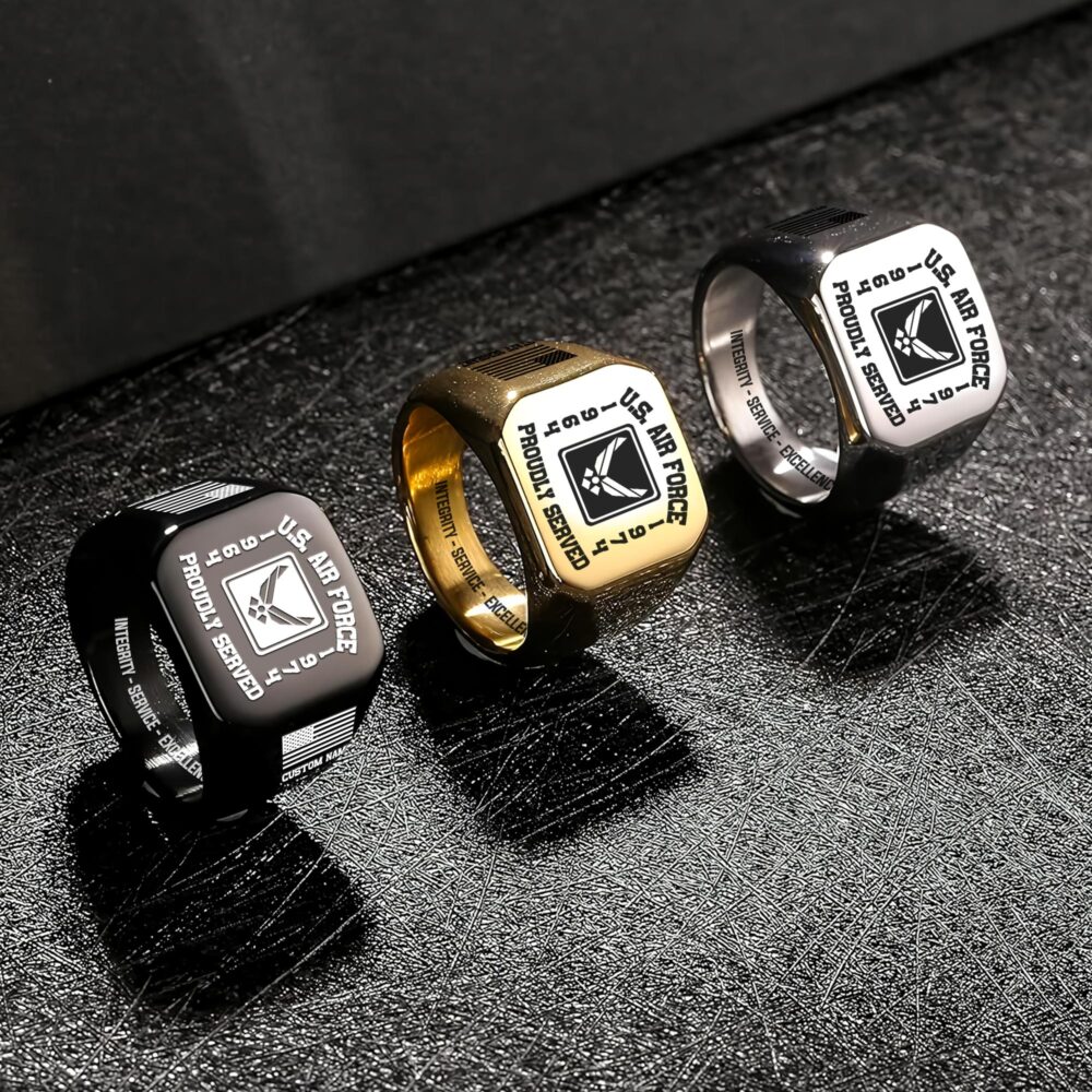 US Air Force , Served With Pride - Engraved Men's Ring - Image 7