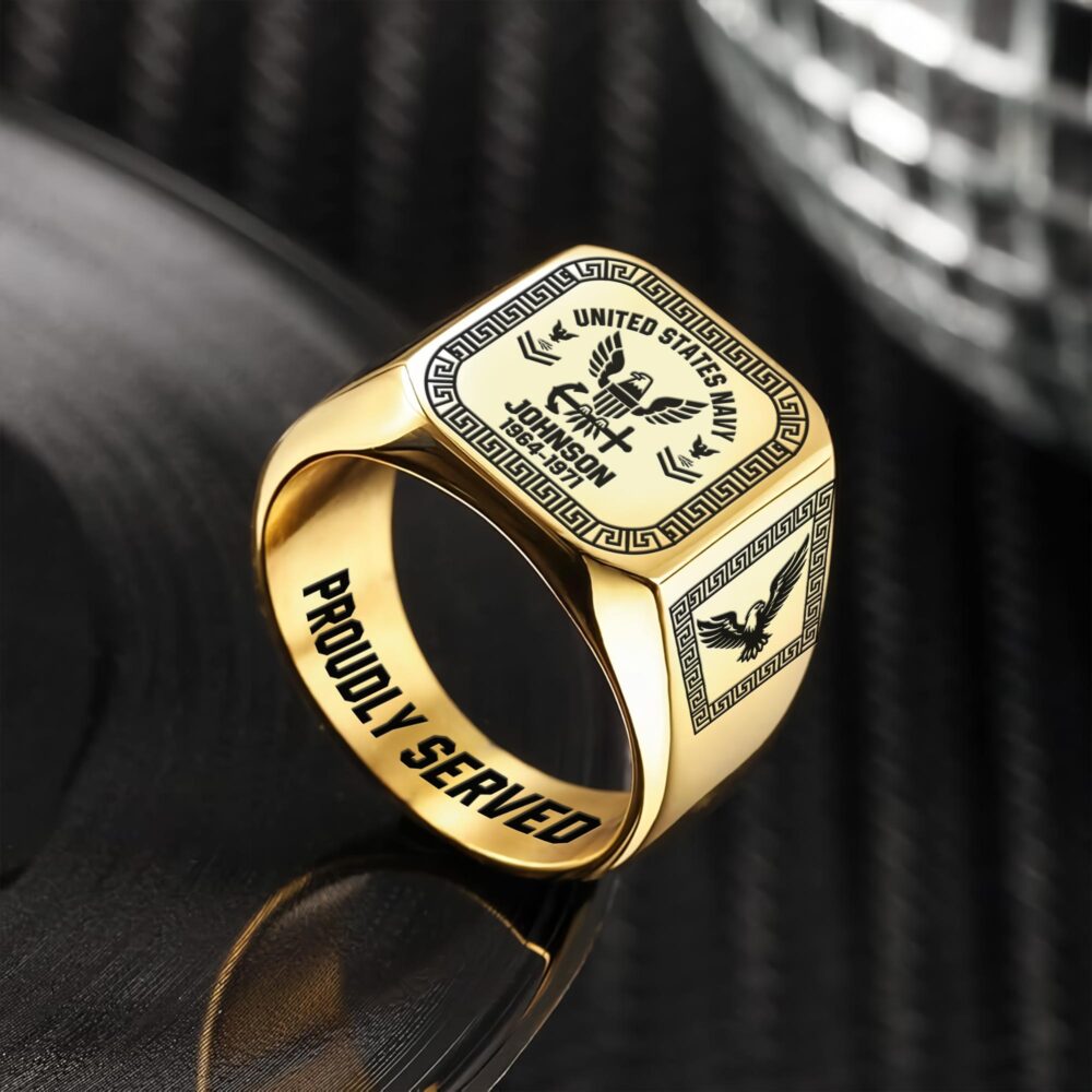 US Navy, Served With Pride - Engraved Men's Ring - Image 2