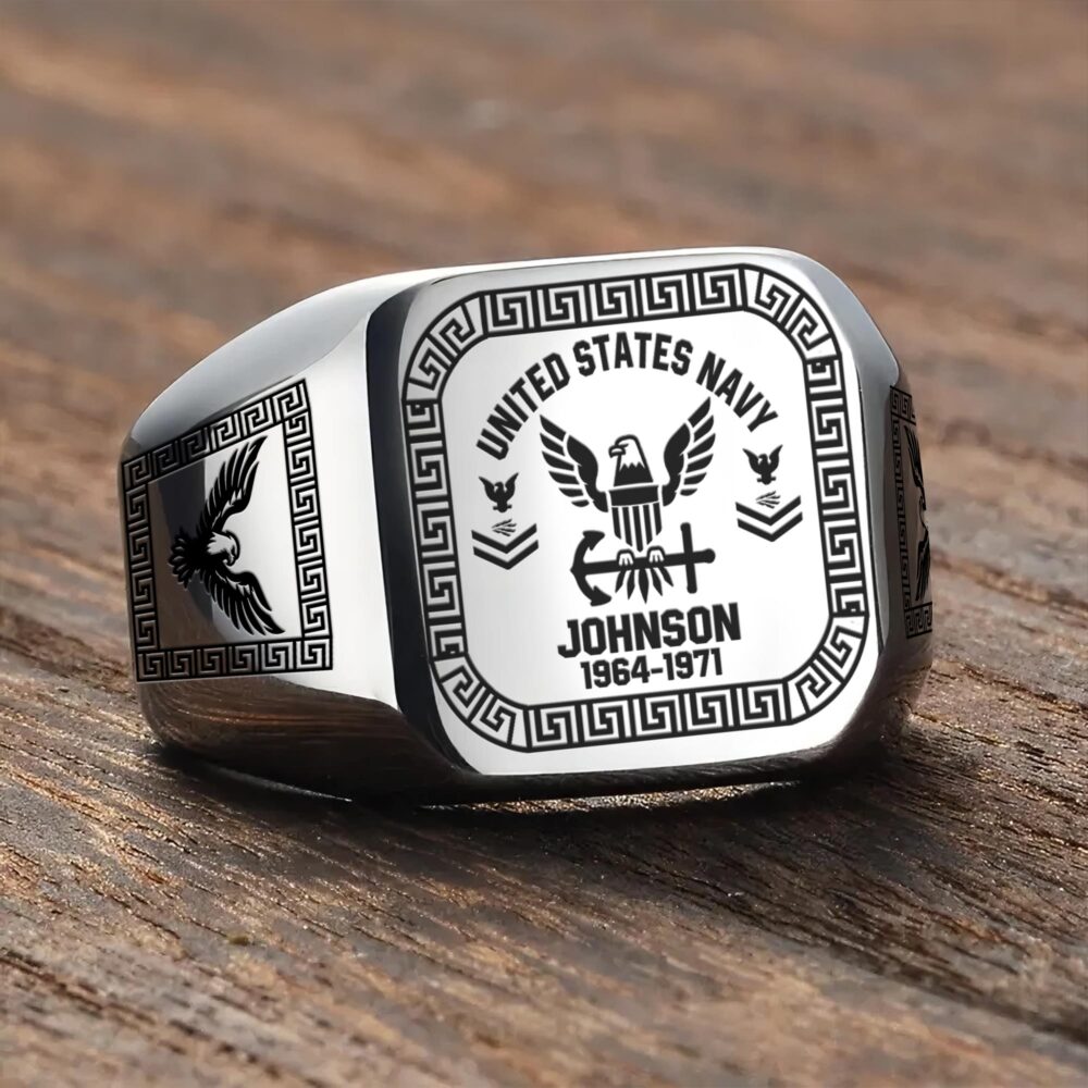 US Navy, Served With Pride - Engraved Men's Ring - Image 3