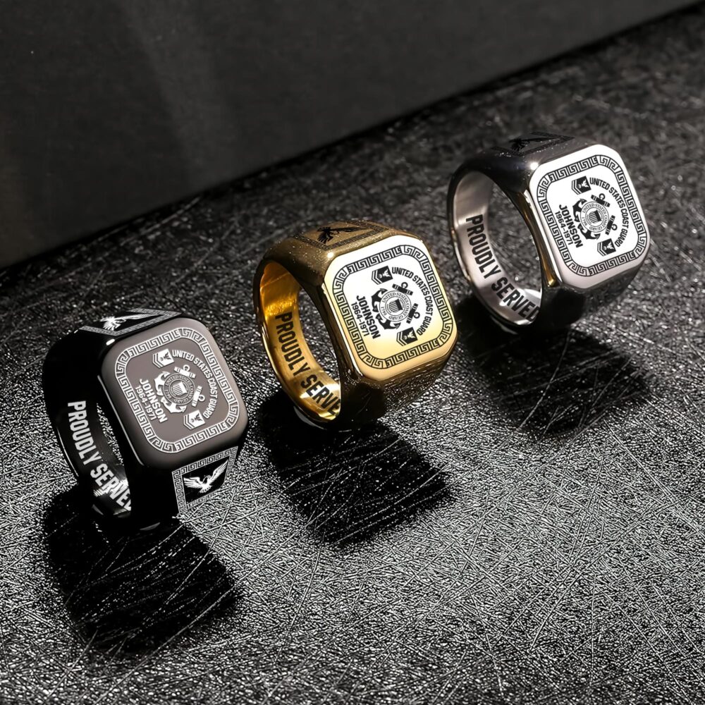 US Coast Guard, Always Remember, Never Forget - Engraved Men's Ring - Image 7