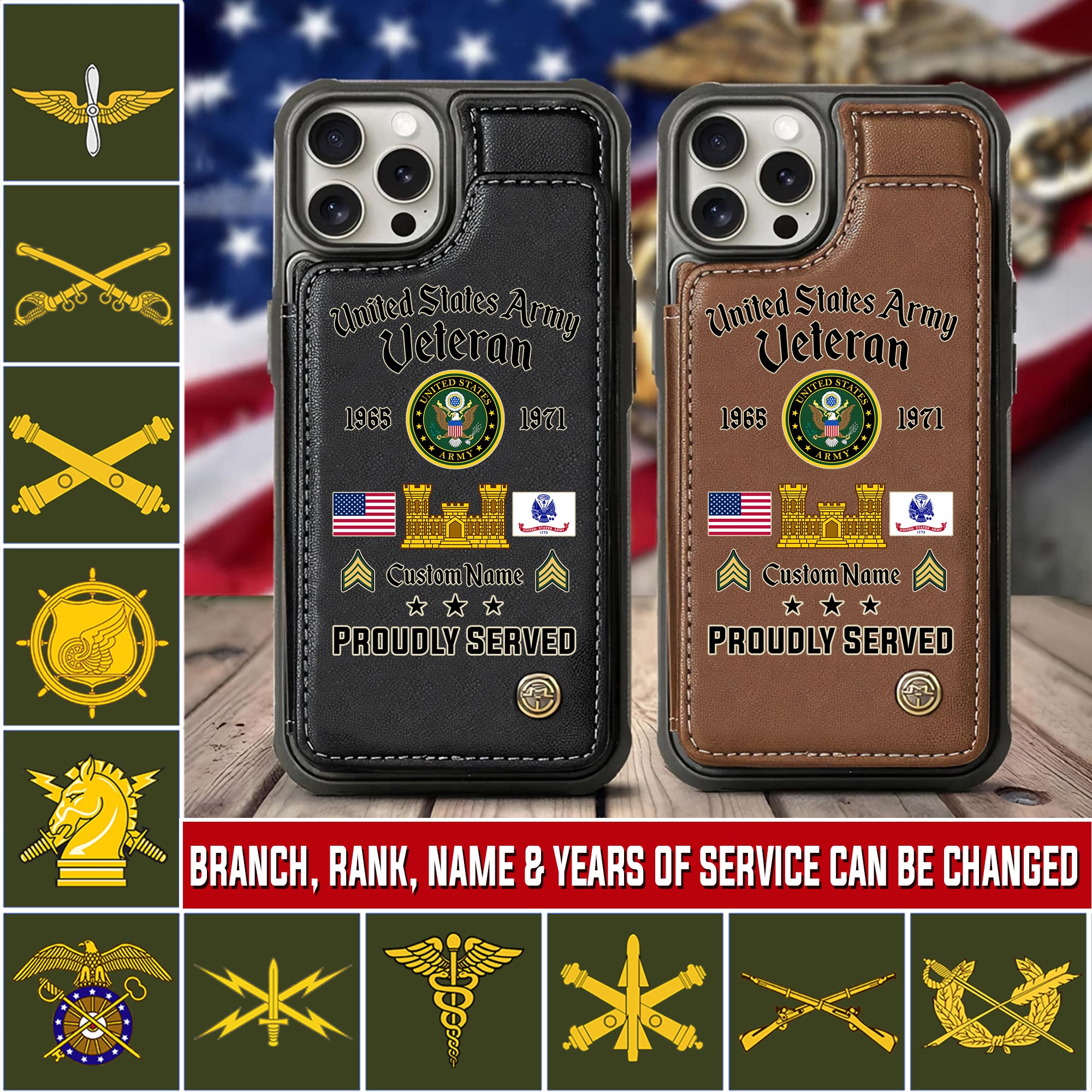 Army Branch, No One Gets Left Behind - Leather Flip Phone Case