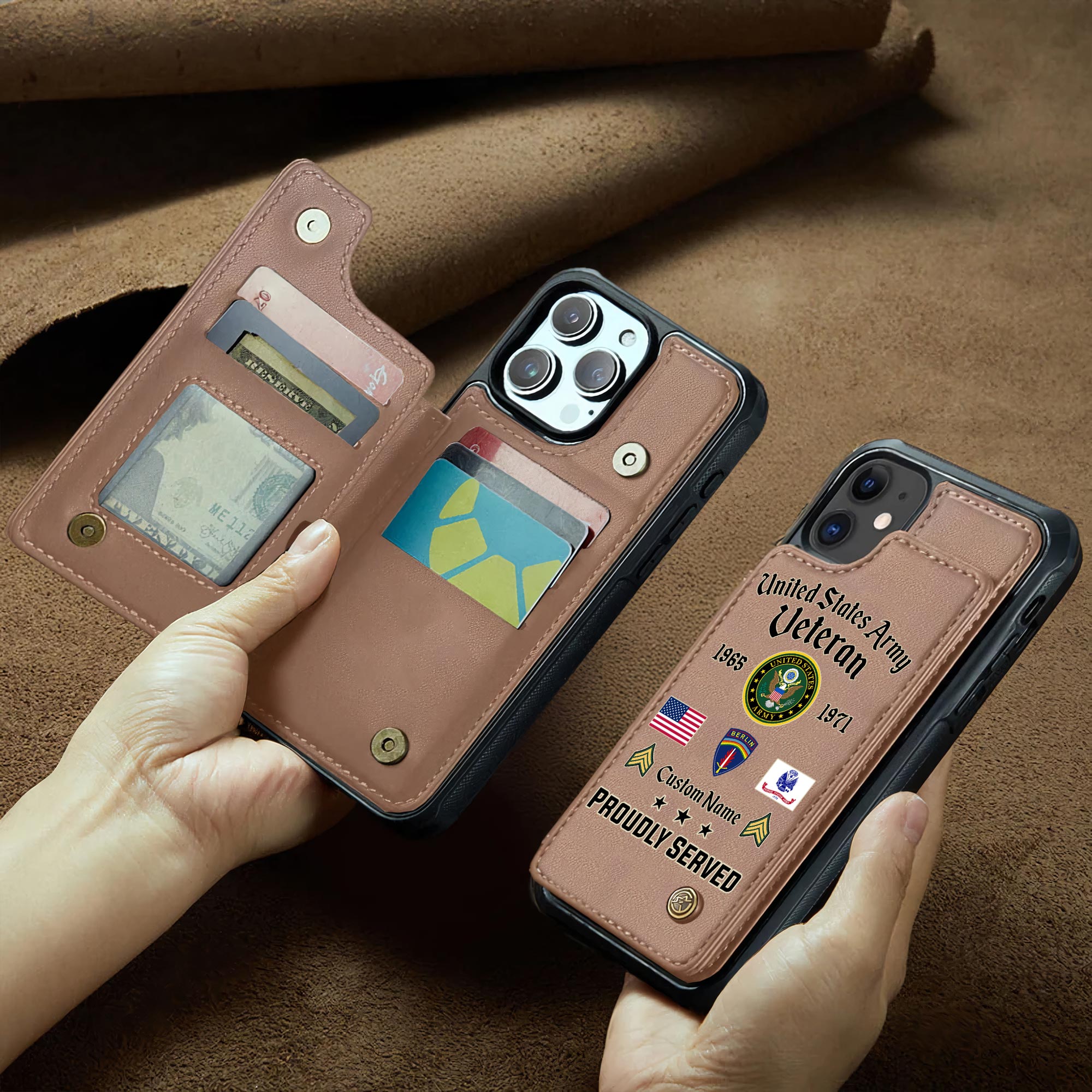 Army Division, Thank a Veteran - Leather Flip Phone Case - Image 2