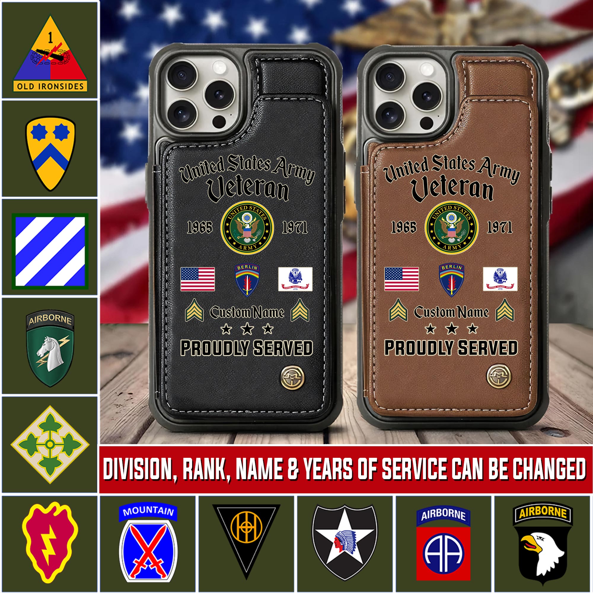 Army Division, Thank a Veteran - Leather Flip Phone Case
