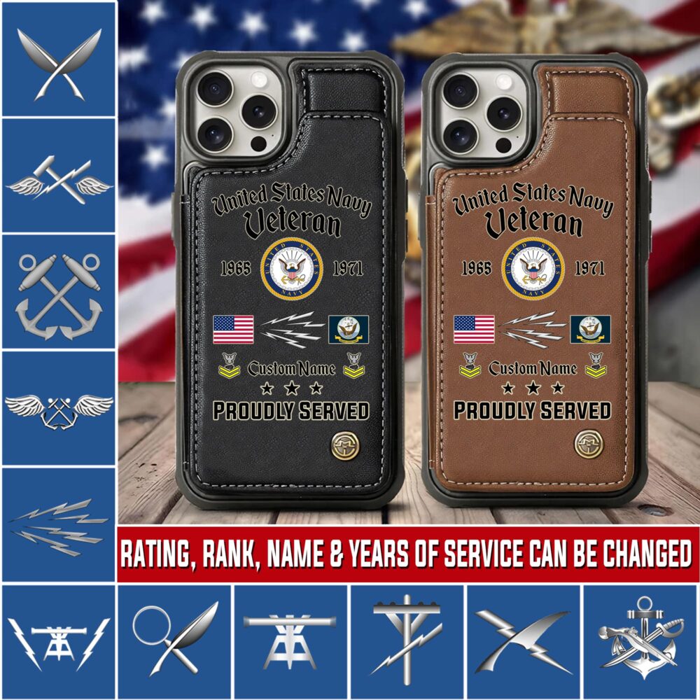 Navy Rating, E 6 Gold - Leather Flip Phone Case