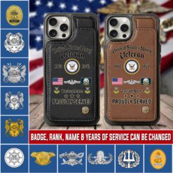 Navy Badge, Semper Fortis - Leather Flip Phone Case