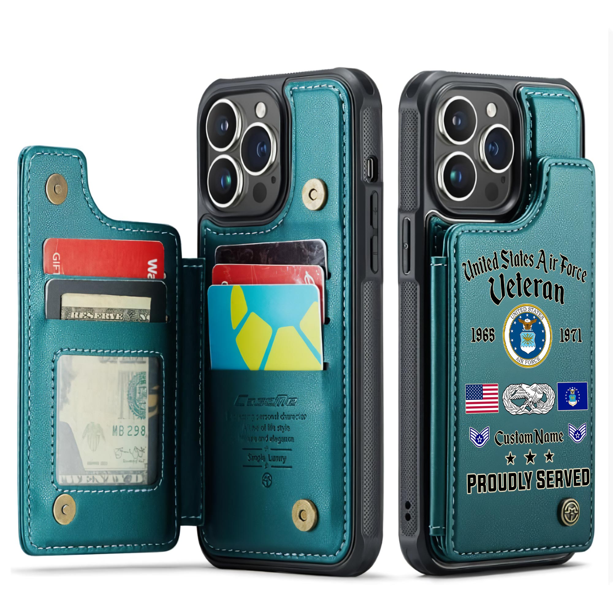 Air Force Badge, Service Before Self - Leather Flip Phone Case - Image 5