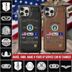 Air Force Badge, Service Before Self - Leather Flip Phone Case