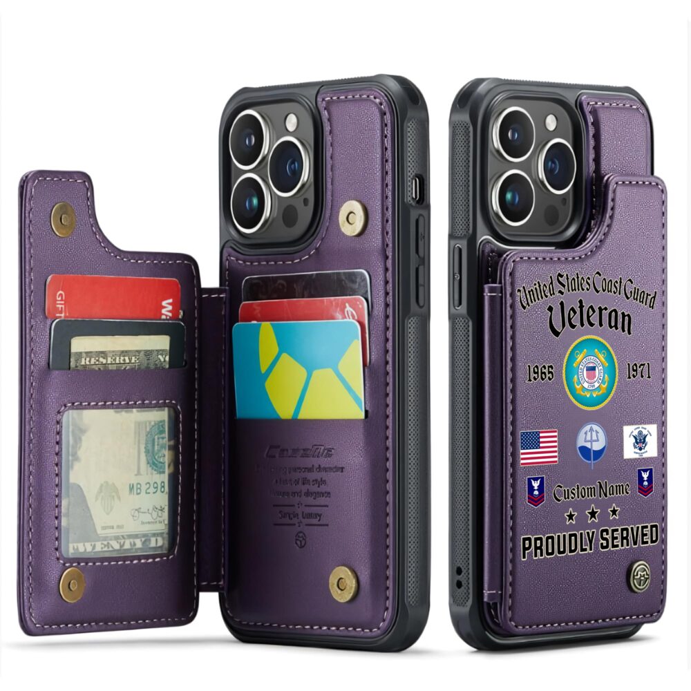 Coast Guard Rating, Once A Coastie, Always A Coastie - Leather Flip Phone Case - Image 6