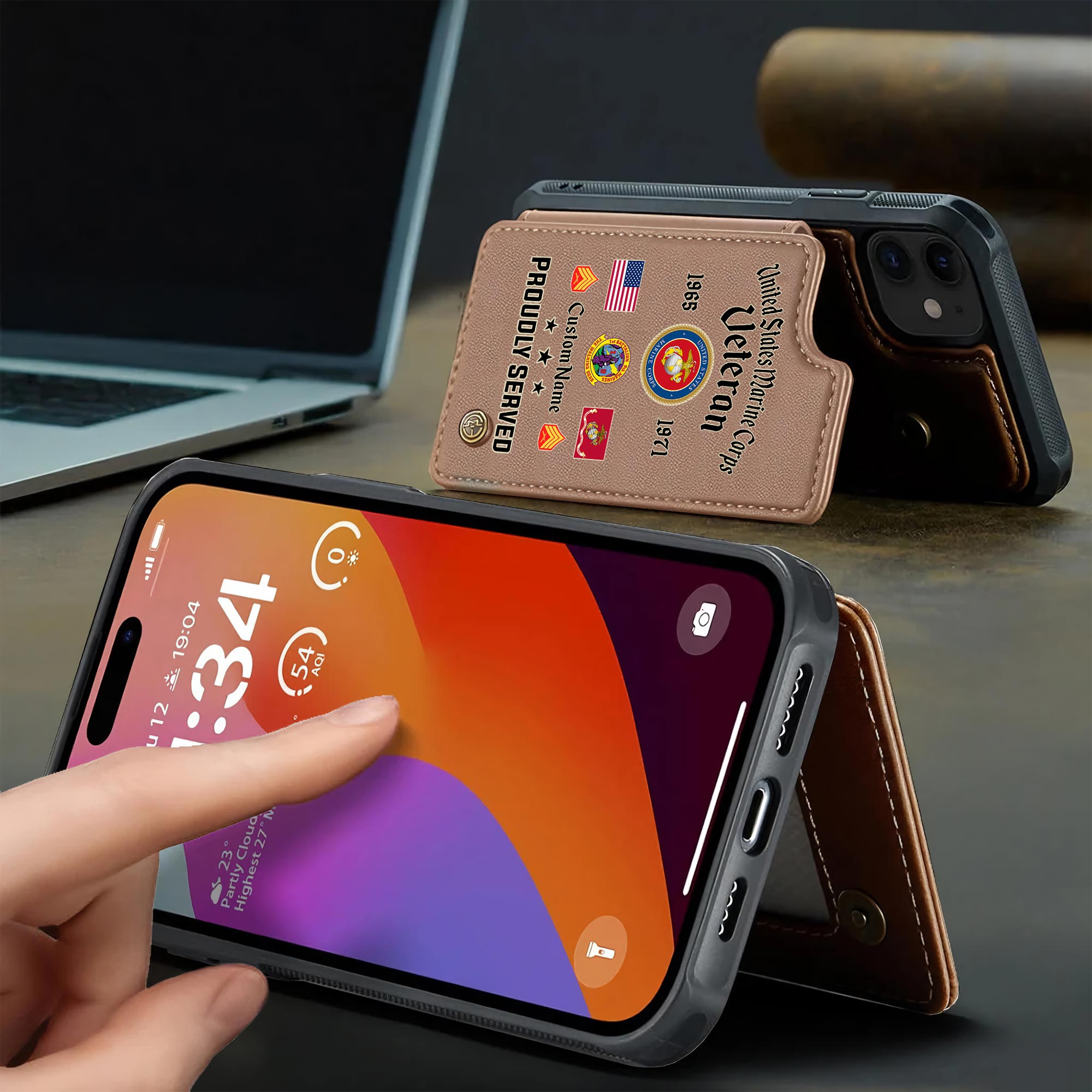 Marine Battalion, Once A Marine, Always A Marine - Leather Flip Phone Case - Image 3