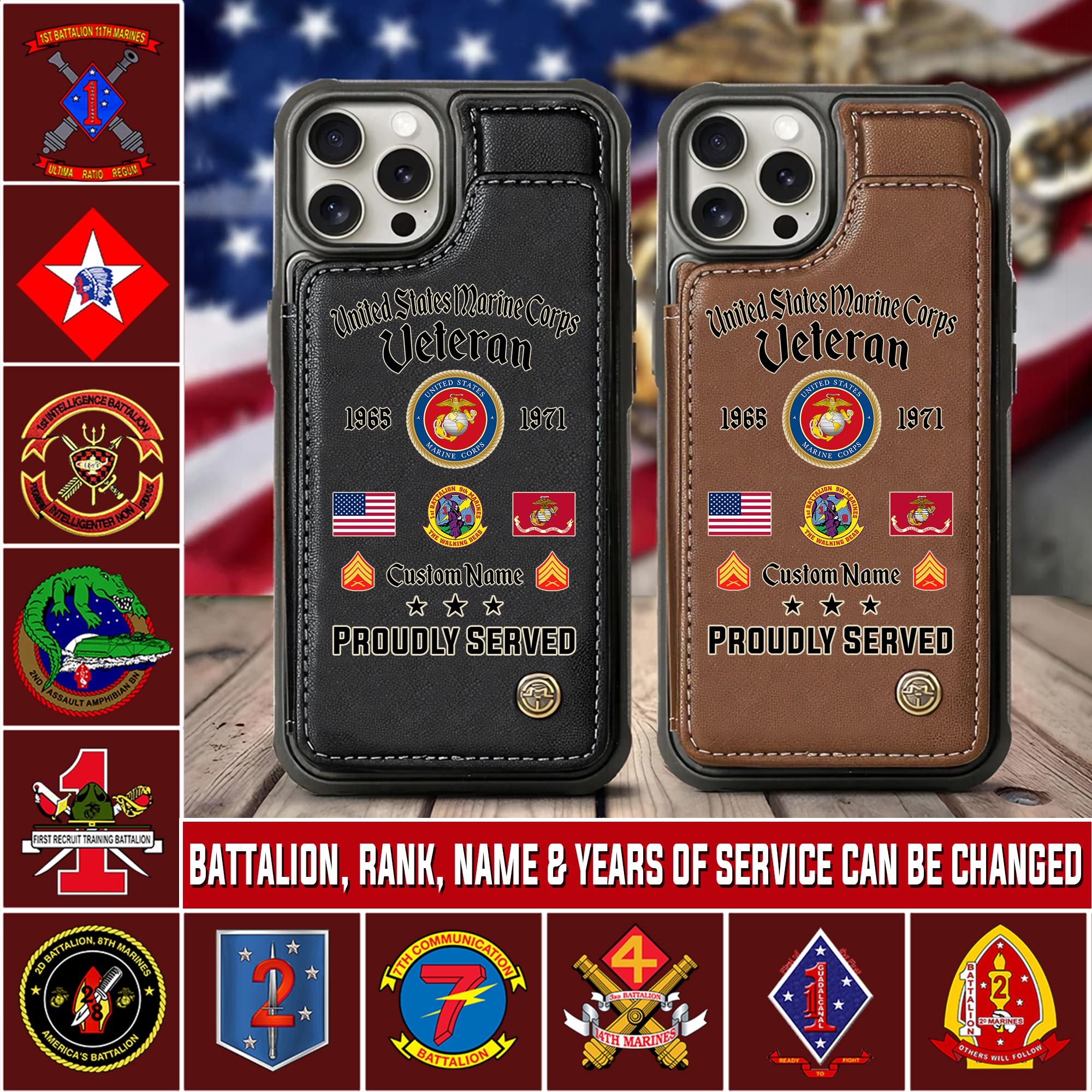 Marine Battalion, Once A Marine, Always A Marine - Leather Flip Phone Case