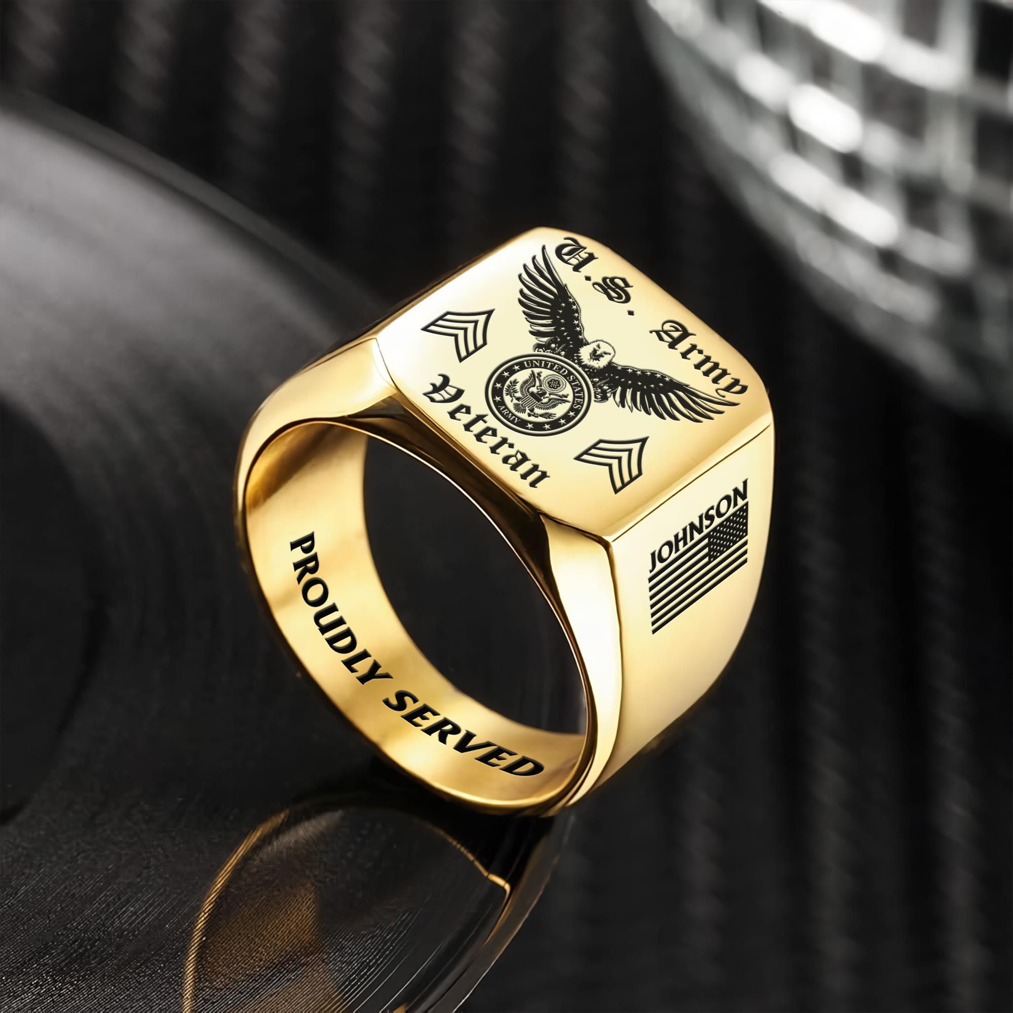 US Army, W 4 Army Chief Warrant Officer 4 - Engraved Men's Ring - Image 2