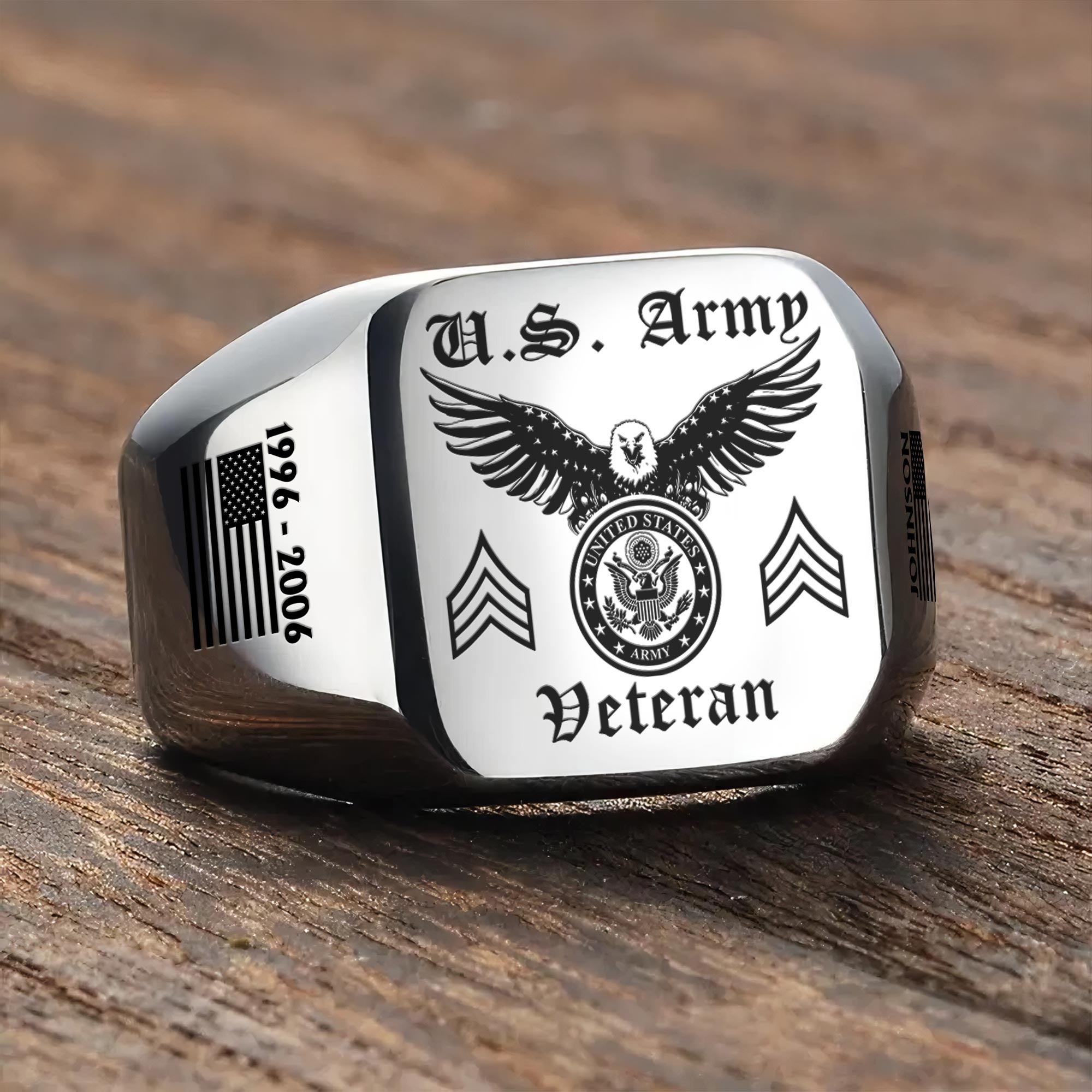 US Army, W 4 Army Chief Warrant Officer 4 - Engraved Men's Ring - Image 3